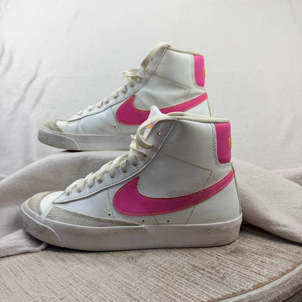 Nike Blazer Mid 77 GS White Pink Yellow DA4086-118 Kids 6Y Women 7.5 Sneakers